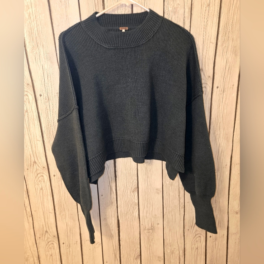 Free People Easy Street Crop Sweater Hunter Green Small - Picture 5 of 13